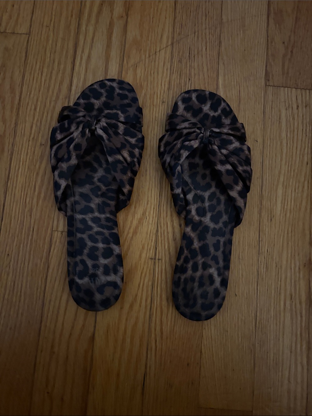 Knotted Leopard-Print Slide Sandals - Brown